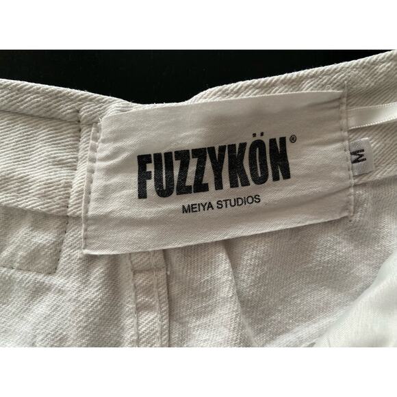 FUZZYKON White Distressed Wide Leg Denim Jeans sz M (24w) - Picture 4 of 12